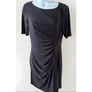 Calvin Klein Black Ruched Front Little Black Womens Dress size 6